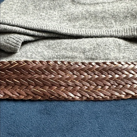 Vintage Braided Leather Belt with Gold brass Buckle - Picture 5 of 7